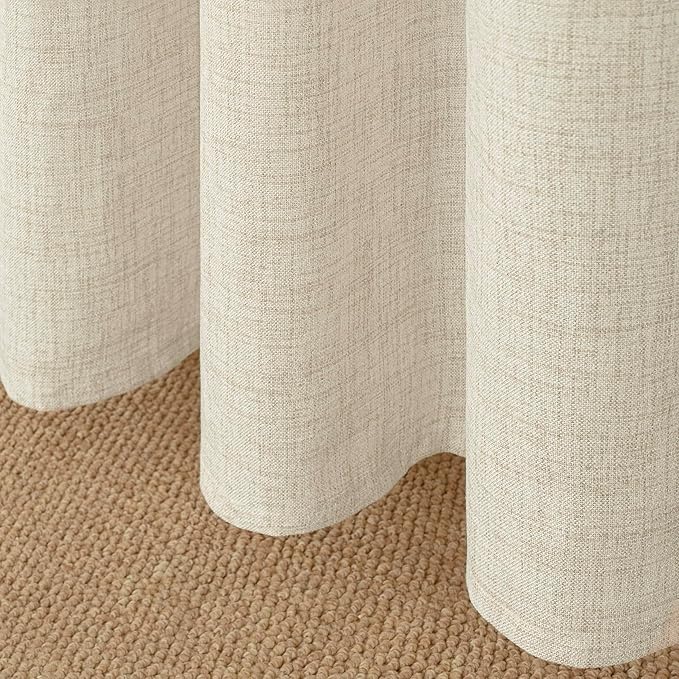 YoungsTex Linen Curtains 72 Inch Length for Living Room, Light Filtering Semi Sheer Window Drapes with Bronze Grommet Privacy for Bedroom Farmhouse Decorative, 42 x 72 Inch, 2 Panels