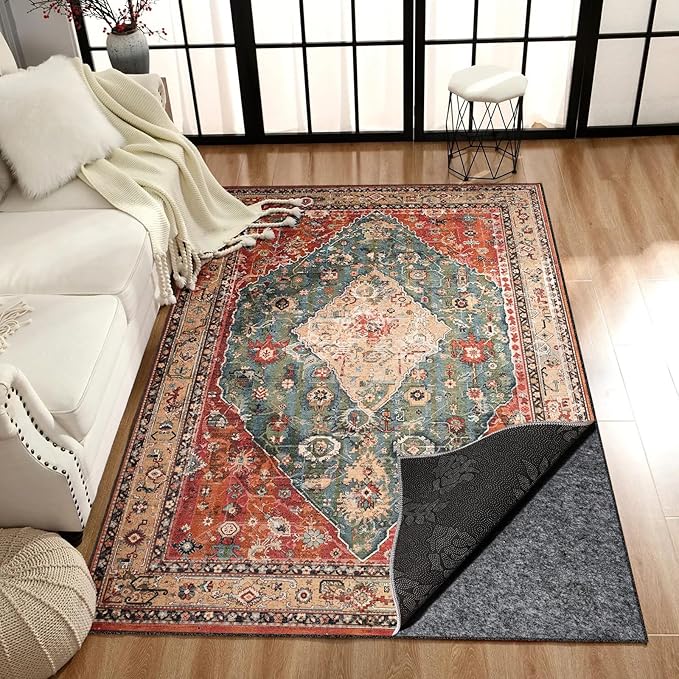 Waterproof Rug Pad, 5x8 Ft Under Area Rug Carpet Pad, Non Slip Rug Pads for All Floors and Hardwood Floors Finishes, Keep Carpets in Place Soft and Prevent Rug from Wrinkling or Buckling