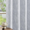 FMFUNCTEX Grey Floral Jacquard Blackout Curtains 63 Inch Length for Bedroom, Scroll Flower Chenille Farmhouse Curtains for Living Room Darkening Thermal Insulated Grommet Window Drapes 2 Panels