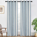 DriftAway Farmhouse Vertical Striped Linen Blend Textured Light Filtering Semi Sheer Curtains for Living Room Bedroom 120 Inches Long Drapes 2 Panels Broad Striped Jean Navy
