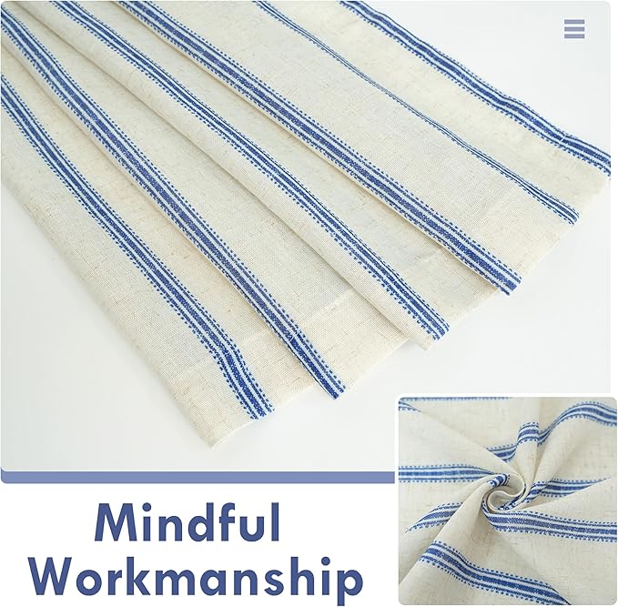 DriftAway Farmhouse Vertical Striped Linen Blend Textured Light Filtering Semi Sheer Curtains for Living Room Bedroom 36 Inches Long Drapes 2 Panels