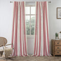 DriftAway Farmhouse Vertical Striped Linen Blend Textured Light Filtering Semi Sheer Curtains for Living Room Bedroom 108 Inches Long Drapes 2 Panels Broad Striped Linen Red