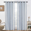 DriftAway Farmhouse Vertical Striped Linen Blend Textured Light Filtering Semi Sheer Curtains for Living Room Bedroom 84 Inches Long Drapes 2 Panels Broad Striped Jean Navy