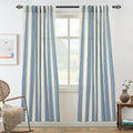DriftAway Farmhouse Vertical Striped Linen Blend Textured Light Filtering Semi Sheer Curtains for Living Room Bedroom 72 Inches Long Drapes 2 Panels Broad Striped Linen Jean Navy