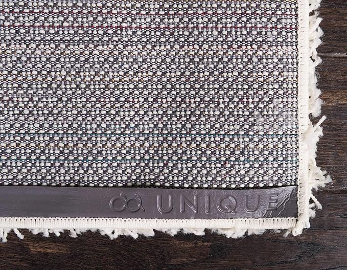 Unique Loom Solid Shag Collection Area Rug (5' 1" x 8' Rectangle Pure Ivory)