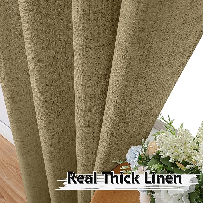 Tollpiz Short Linen Tier Curtains Rod Pocket Semi Sheer Half Kitchen Curtain Burlap Light Filtering Thick Linen Drapes for Bathroom, 30 x 24 inches Long, Taupe, Set of 2 Panels