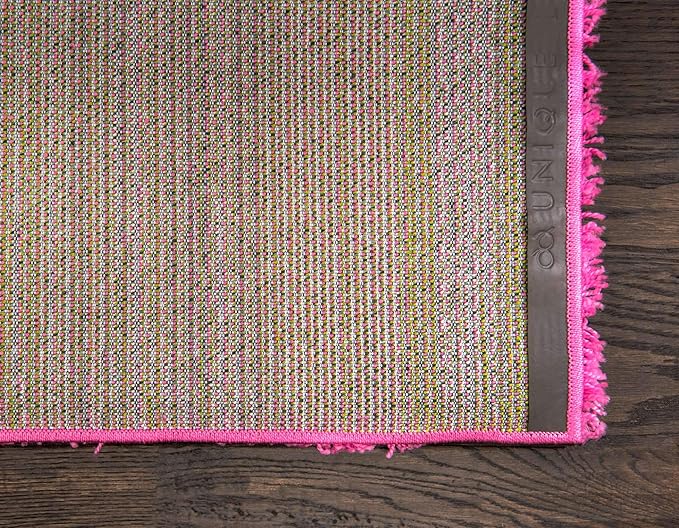 Unique Loom Solid Shag Collection Area Rug (6' 1" x 9' Rectangle, Taffy Pink)