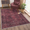 Bloom Rugs Washable Non-Slip 8' x 10' Rug - Dark Red Traditional Bordered Area Rug for Living Room, Bedroom, Dining Room, and Kitchen - Exact Size: 8' x 10'