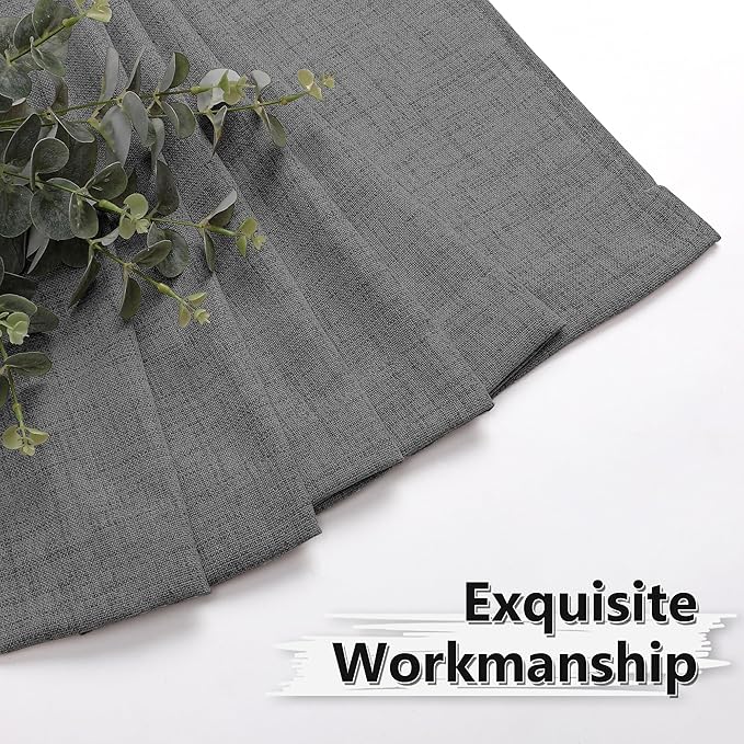 Tollpiz Linen Curtain Bedroom Rod Pocket Semi Sheer Curtains Burlap Light Filtering Thick Linen Drape for Living Room, 54 x 63 inches Long, Dark Grey, Set of 2 Panels