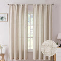 Tollpiz Linen Curtains Living Room Rod Pocket Semi Sheer Curtain Burlap Light Filtering Thick Linen Drapes for Bedroom, 38 x 63 inches Long, Natural, Set of 2 Panels