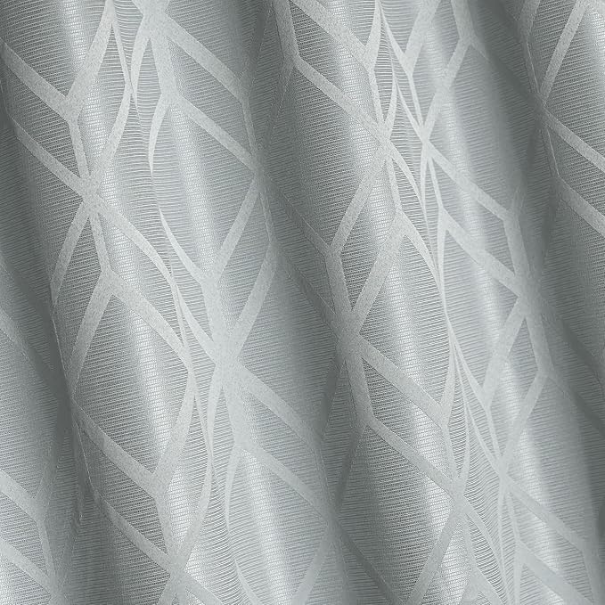 Amazon Basics Jacquard 2-Piece 100% Blackout Curtains, Living Room and Bedroom Drapes, Thermal Insulated Window Treatment, 42"x84", Light Grey