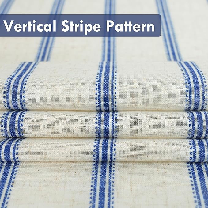 DriftAway Farmhouse Vertical Striped Linen Blend Textured Light Filtering Semi Sheer Curtains for Living Room Bedroom 102 Inches Long Drapes 2 Panels