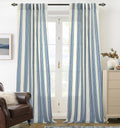 DriftAway Farmhouse Vertical Striped Linen Blend Textured Light Filtering Semi Sheer Curtains for Living Room Bedroom 108 Inches Long Drapes 2 Panels Broad Striped Linen Jean Navy
