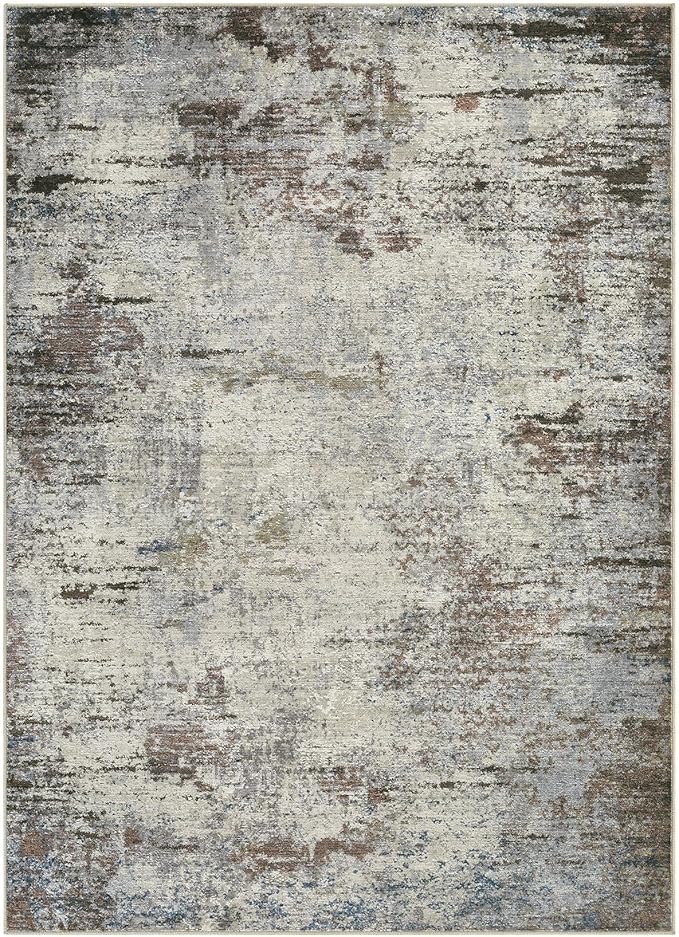 Area Rug Living Room Rugs - 10x14 Washable Large Soft Indoor Neutral Modern Abstract Low Pile Rug Carpet for Bedroom Dining Room Farmhouse Home Office - Brown Rust