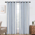 DriftAway Farmhouse Vertical Striped Linen Blend Textured Light Filtering Semi Sheer Curtains for Living Room Bedroom 108 Inches Long Drapes 2 Panels Broad Striped Jean Navy
