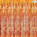 GOER 3.2 ft x 8.2 ft Metallic Tinsel Foil Fringe Curtains Party Photo Backdrop Party Streamers for Birthday,Graduation,New Year Eve Decorations Wedding Decor (3 Packs,Orange)