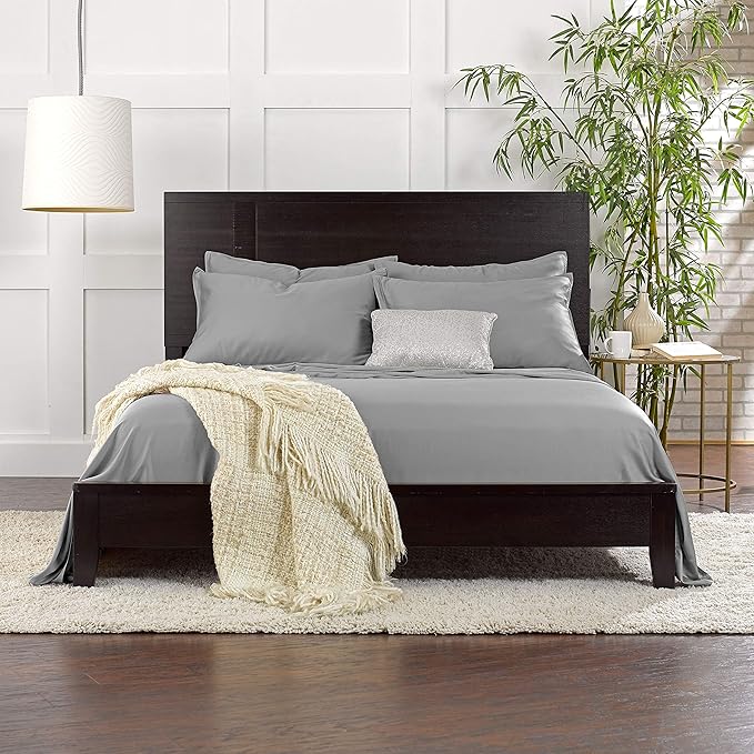 Pure Bamboo Twin XL Sheets, Genuine 100% Organic Viscose Derived from Bamboo Bed Sheet Set, Luxuriously Soft & Cooling, Double Stitching, 2 Year Quality Promise (Twin XL, Stone Grey)