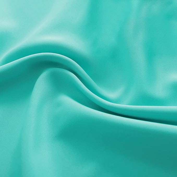 DONREN Turquoise Blackout Curtains - Room Darkening Thermal Insulated Living Room Window Curtain Panels Drapes (42 x 45 Inches Long,Set of 2)