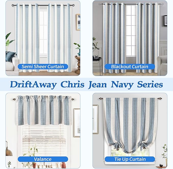 DriftAway Stripe 2 Panels Curtains Linen Blend Textured Window Privacy Light Filtering Drapes for Living Room Bedroom Grommet 84 Inch