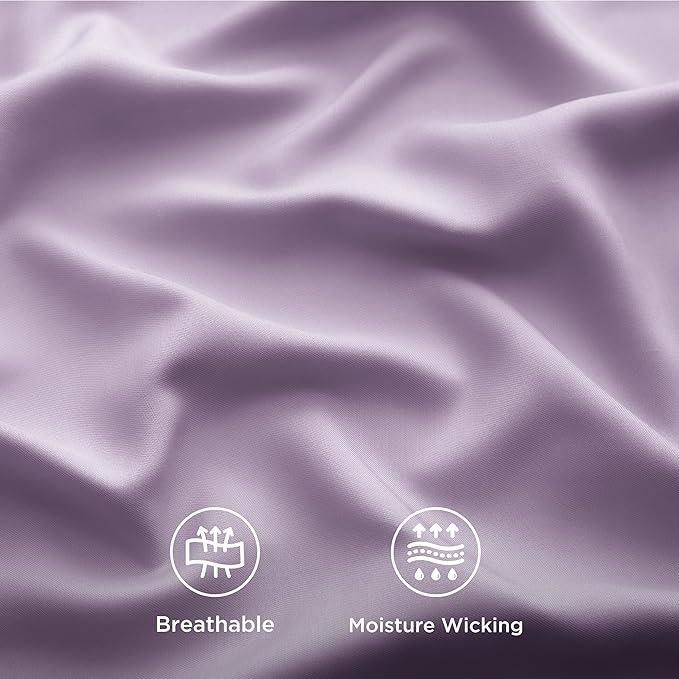 Bedsure Cooling Sheets Twin, Rayon Derived from Bamboo, Breathable & Soft Twin Sheets Set, Deep Pocket Up to 16 Inches, Hotel Luxury Silky Bedding for Hot Sleepers, Lilac