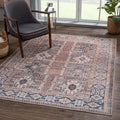 Bloom Rugs Washable 3' x 5' Rug - Brown/Blue/Orange Traditional Area Rug for Living Room, Bedroom, Dining Room, and Kitchen - Exact Size: 3' x 5'