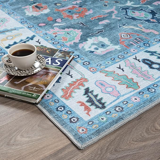 Fame Rugs Teal Modern Oushak Rug 2'6"x13, Vintage Turkish Colorful Oriental Antique Inspired Long Runner Rugs, Luxury Living Room Bedroom (995T, 2'6" x 13')