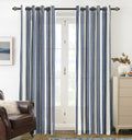 DriftAway Farmhouse Vertical Striped Linen Blend Textured Light Filtering Semi Sheer Curtains for Living Room Bedroom 108 Inches Long Drapes 2 Panels Broad Striped Dark Navy