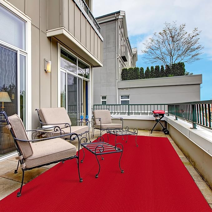 Ottomanson 3'11" x 16' Hallway Runner with Scraper Pile - Extra Durable Non-Slip Rug Mat for Indoor & Outdoor Use - Ideal for Kitchen, Entryway & Garage - High-Traffic Carpet, Red