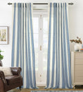 DriftAway Farmhouse Vertical Striped Linen Blend Textured Light Filtering Semi Sheer Curtains for Living Room Bedroom 120 Inches Long Drapes 2 Panels Broad Striped Linen Jean Navy