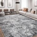 Area Rug Living Room Rugs - 10x14 Abstract Large Soft Indoor Washable Rug Neutral Modern Low Pile Carpet for Bedroom Dining Room Farmhouse Home Office - Grey