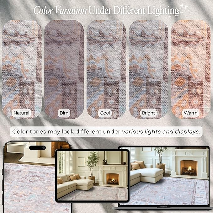 Fame Rugs Brown Modern Oushak Rug 2'6"x7', Washable Vintage Turkish Colorful Oriental Antique Inspired Foldable Small Runner Rugs, Luxury Living Room Bedroom (382MB, 2'6" x 7')
