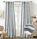 DriftAway Farmhouse Vertical Striped Linen Blend Textured Light Filtering Semi Sheer Curtains for Living Room Bedroom 108 Inches Long Drapes 2 Panels Broad Striped Linen Dark Blue