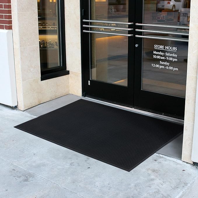 Guardian Easy Step Scraper 6X8 (69in x 93in) Indoor/Outdoor, Heavy-Duty, Solid Rubber Floor Mat,Black