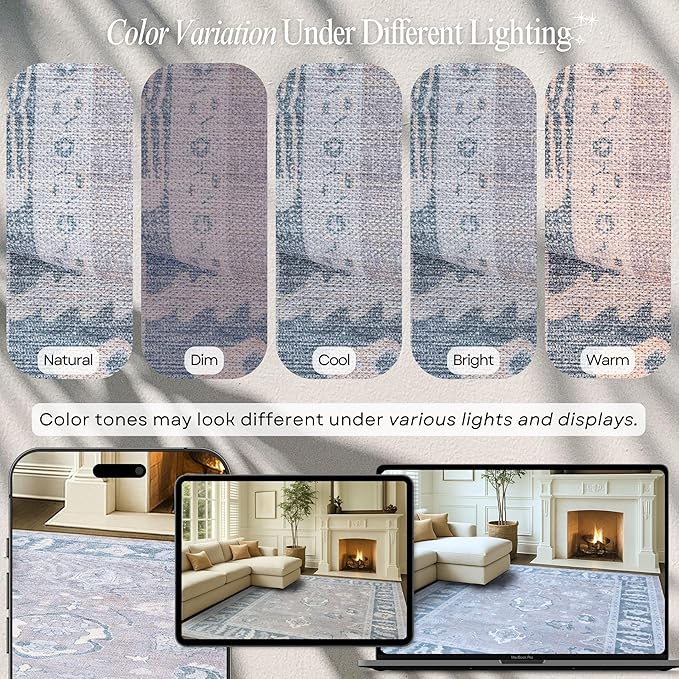 Fame Rugs Gray Modern Oushak Rug 10x13, Vintage Turkish Colorful Oriental Washable Antique Inspired Oversize Area Rugs, Luxury Living Room Bedroom (389GBB, 10' x 13')