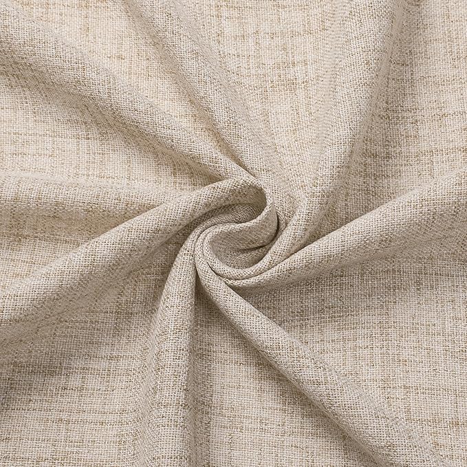 Tollpiz Short Linen Curtains Living Room Rod Pocket Semi Sheer Curtain Burlap Light Filtering Thick Linen Drapes for Bedroom, 54 x 54 inches Long, Natural, Set of 2 Panels