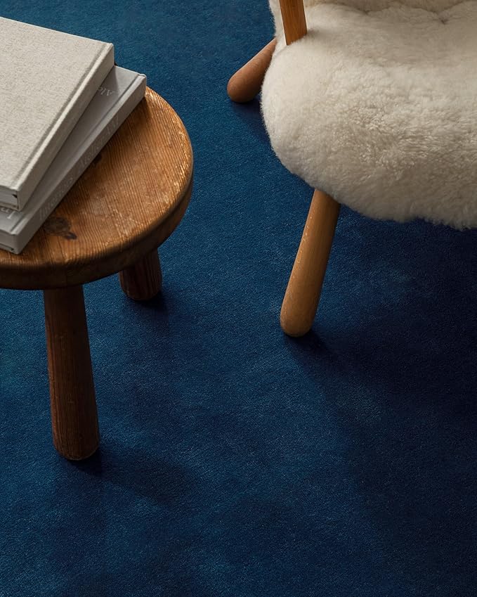 Hand-Tufted Wool Rectangle Area Rug – Soft Premium Wool Carpet for Living Room, Bedroom & Home Décor – 3X5 ft| Deep Blue – Durable, Non-Slip Backing, Handcrafted Rug