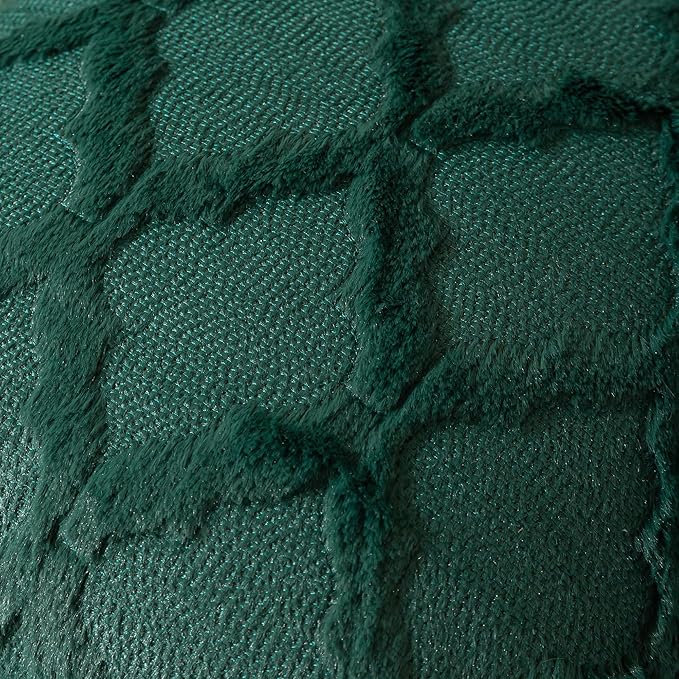 Set of 2 Soft Moroccan Throw Pillow Covers 18x18 Inch Plush Boho Decorative Pillow Cover Accent Cushion Case for Couch Sofa Bed, Dark Green