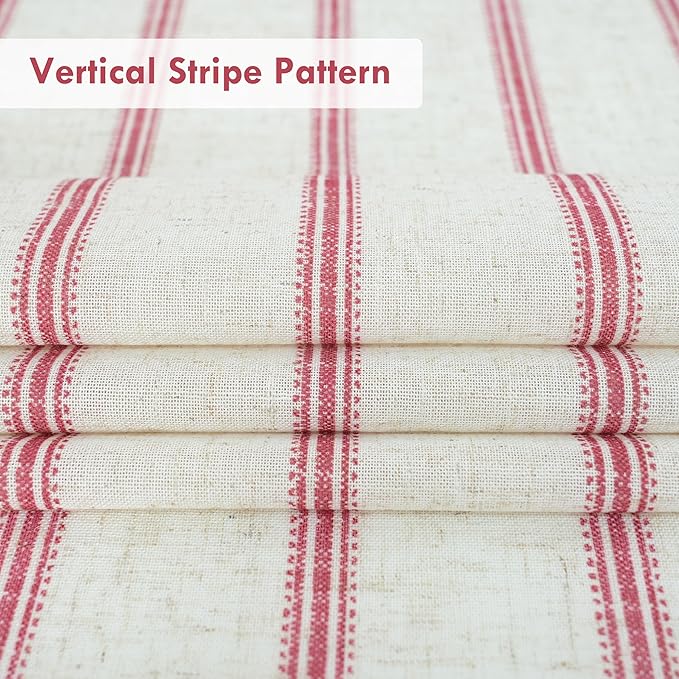 DriftAway Farmhouse Vertical Striped Linen Blend Textured Light Filtering Semi Sheer Curtains for Living Room Bedroom 108 Inches Long Drapes 2 Panels