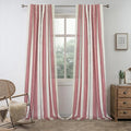 DriftAway Farmhouse Vertical Striped Linen Blend Textured Light Filtering Semi Sheer Curtains for Living Room Bedroom 96 Inches Long Drapes 2 Panels Broad Striped Linen Red