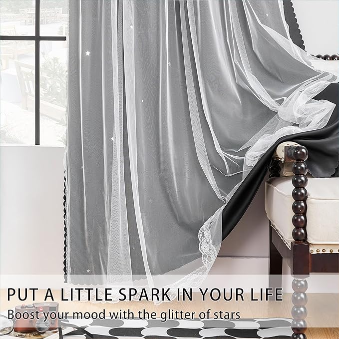 XiDi Room Darkening Curtains 84 inches Long, Black Out Curtains for Bedroom Windows, Unicorn Curtains for Kids Room, Blackout Curtains for Living Room 84 inchs Length 52 inches Wide 1 Panel Black