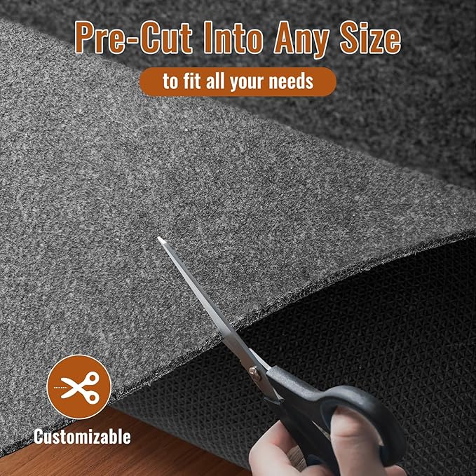 Felt Rug Pad, 2 x 3 Ft Rubber Non-Slip Rug Pad Gripper, Keep Rugs Secure and in Place, Extra Strong Under Carpet Mat Cushion - for All Floors