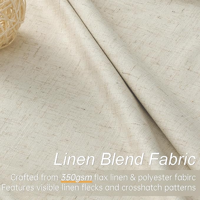 Topfinel 92 Inches Long Custom Tan Black Out Custom Drapery Panels, Burlap Opaque Pinch Pleated Window Coverings, Cream Farmhouse Back Tab Curtains