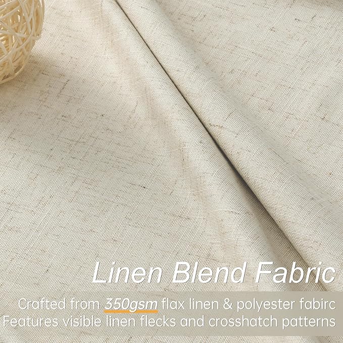 Topfinel Extral Wide Curtains, Cream Pinch Pleated 100% Blackout Linen Luxury Drapery with Hooks for Patio Sliding Door Large Window Living Room Track System, 72" Wx102 L 1 Panel