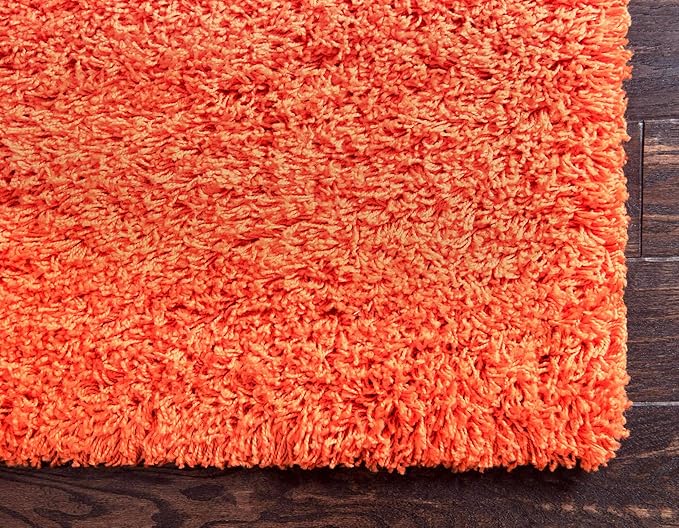 Unique Loom Solid Shag Collection Area Rug (10' x 13' Rectangle, Tiger Orange)