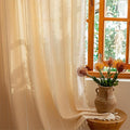 Sutuo Home Boho Curtains for Bedroom Dining Room Kitchen,Light Filtering Linen Farmhouse Shabby Chic Tassels Window Treatment Bohemian Embroidery Drape, Rod Pocket 1 Panel 52" W x 72" L, Champagne