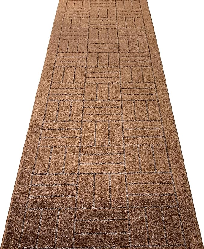 Custom Length Hallway Runner Rug,Slip Resistant,Bricks Brown, 26 Inch X 34 feet, Sold and Priced Per Foot