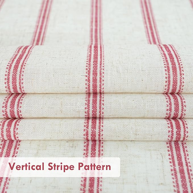 DriftAway Farmhouse Vertical Striped Linen Blend Textured Light Filtering Semi Sheer Curtains for Living Room Bedroom 120 Inches Long Drapes 2 Panels