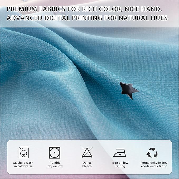 XiDi Dream Star Blackout Curtains for Kids Rooms Girl Princess Curtain for Daughter Bedroom 84 inches Long (Pink Purple, W52 X L84)