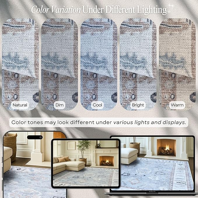 Fame Rugs Gray Modern Oushak Rug 3x5, Washable Vintage Turkish Colorful Oriental Antique Inspired Foldable Small Area Rugs, Luxury Living Room Bedroom (Gbeige, 2'6" x 5')