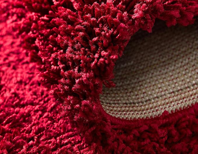 Unique Loom Solid Shag Collection Area Rug (2' 7" x 10' Runner, Cherry Red)
